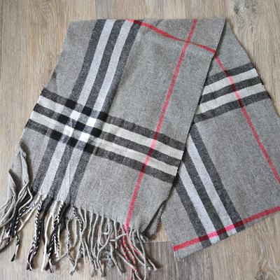 Gray Plaid Scarf