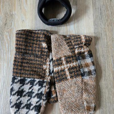 Plaid Mittens and Goretex Ear Muffs
