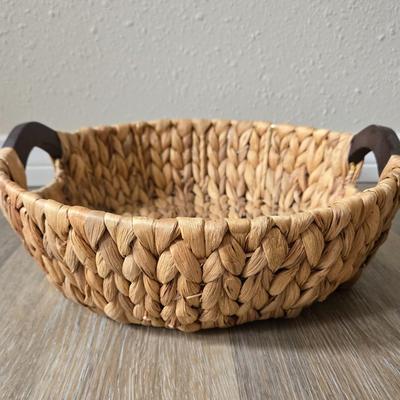 Wicker Basket with Wood Handles