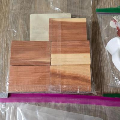 Cedar Blocks, Velcro Strips, and Hooks