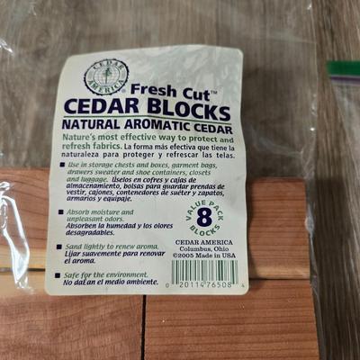 Cedar Blocks, Velcro Strips, and Hooks