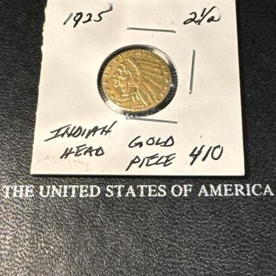 1925 2 1/2 INDIAN HEAD GOLD PIECE