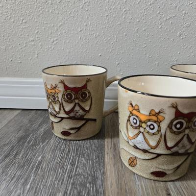 (5) Great Gatherings Owl Mugs