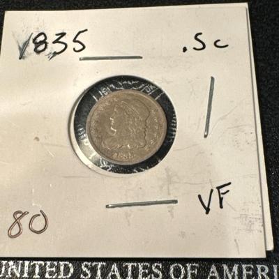 1835 CAPPED BUST DIME VF