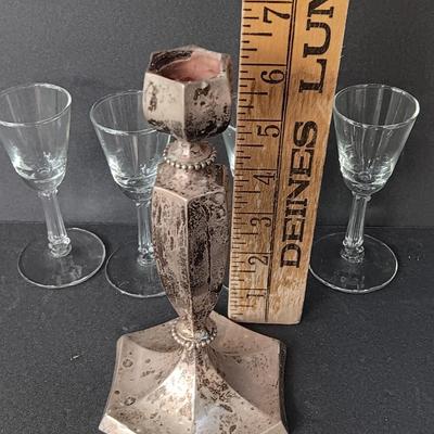 Sterling candle holder with stemware
