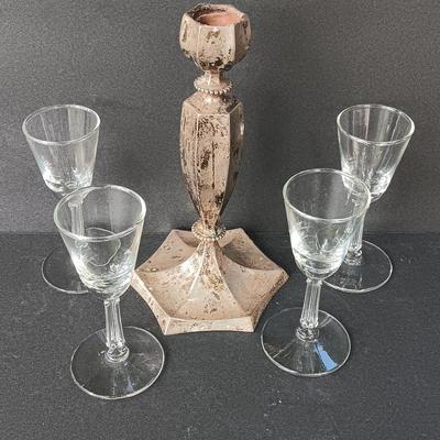 Sterling candle holder with stemware