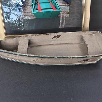 Wooden Boat with signed framed photograph