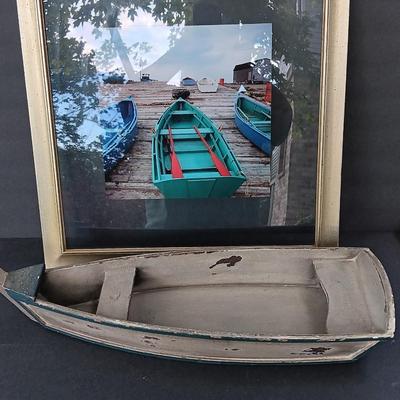 Wooden Boat with signed framed photograph