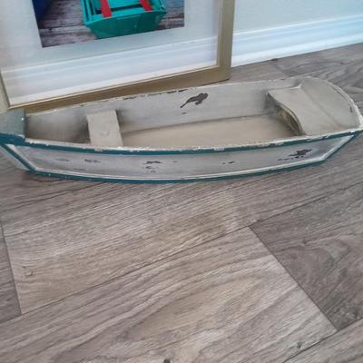 Wooden Boat with signed framed photograph