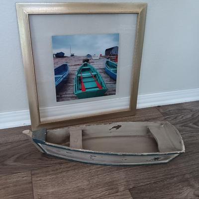 Wooden Boat with signed framed photograph