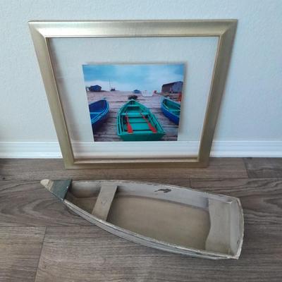 Wooden Boat with signed framed photograph