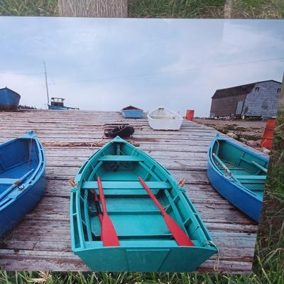 Wooden Boat with signed framed photograph