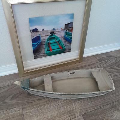 Wooden Boat with signed framed photograph