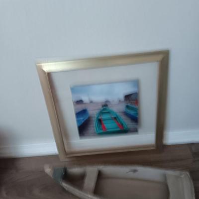 Wooden Boat with signed framed photograph