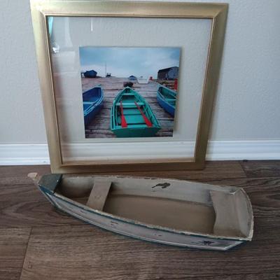 Wooden Boat with signed framed photograph