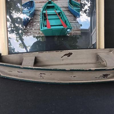 Wooden Boat with signed framed photograph