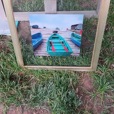 Wooden Boat with signed framed photograph