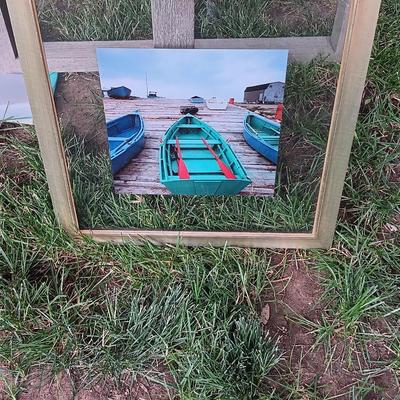 Wooden Boat with signed framed photograph