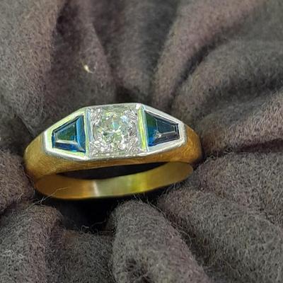 Vintage Antique 18k Solid Rose Gold Diamond & Sapphire