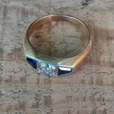 Vintage Antique 18k Solid Rose Gold Diamond & Sapphire