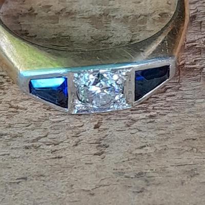 Vintage Antique 18k Solid Rose Gold Diamond & Sapphire
