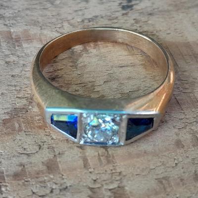 Vintage Antique 18k Solid Rose Gold Diamond & Sapphire