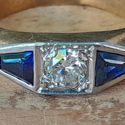 Vintage Antique 18k Solid Rose Gold Diamond & Sapphire