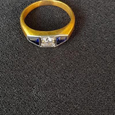 Vintage Antique 18k Solid Rose Gold Diamond & Sapphire