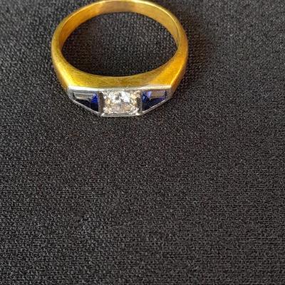 Vintage Antique 18k Solid Rose Gold Diamond & Sapphire