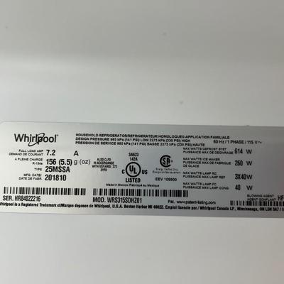 Whirlpool side-by-side refrigerator/freezer