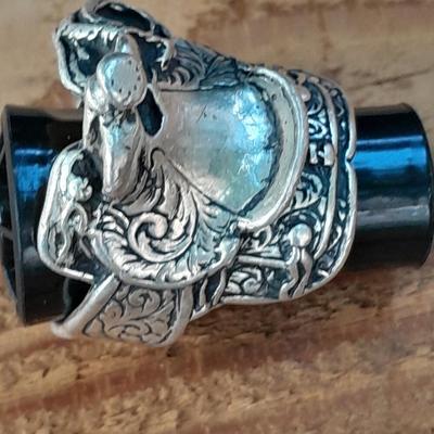 An astonishing Navajo Sterling silver saddle ring.