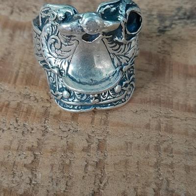 An astonishing Navajo Sterling silver saddle ring.