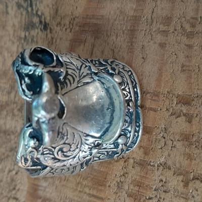 An astonishing Navajo Sterling silver saddle ring.