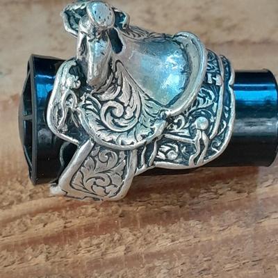 An astonishing Navajo Sterling silver saddle ring.