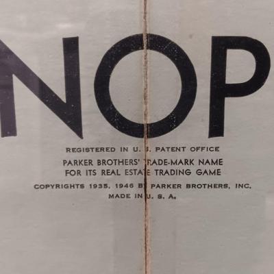 Unique Vintage Framed Monopoly game with pieces - 1935 - 1946 Parker Brothers