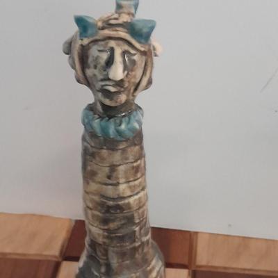 Magnificent Large Craft Art Pottery Piece Chess Game with Plexi-glass cover and storage drawers for pieces