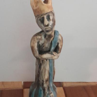 Magnificent Large Craft Art Pottery Piece Chess Game with Plexi-glass cover and storage drawers for pieces