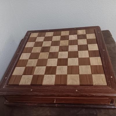 Magnificent Large Craft Art Pottery Piece Chess Game with Plexi-glass cover and storage drawers for pieces