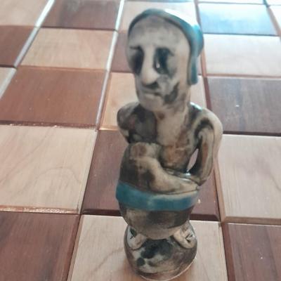 Magnificent Large Craft Art Pottery Piece Chess Game with Plexi-glass cover and storage drawers for pieces