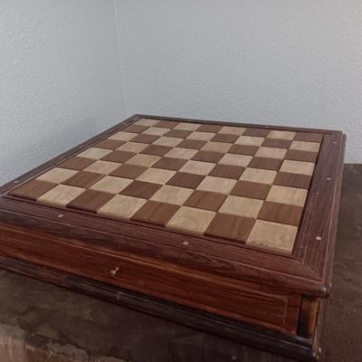 Magnificent Large Craft Art Pottery Piece Chess Game with Plexi-glass cover and storage drawers for pieces