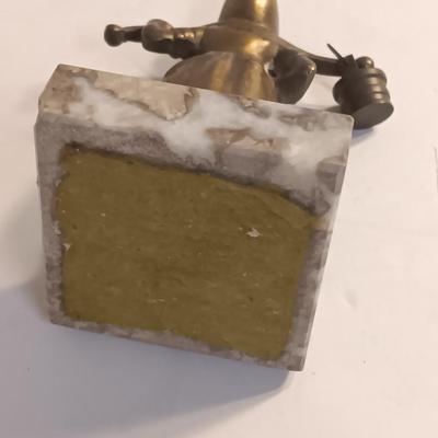 vintage Brass Dutch German Boy and Girl Carrying Water Buckets on marble base