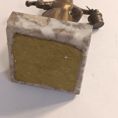 vintage Brass Dutch German Boy and Girl Carrying Water Buckets on marble base
