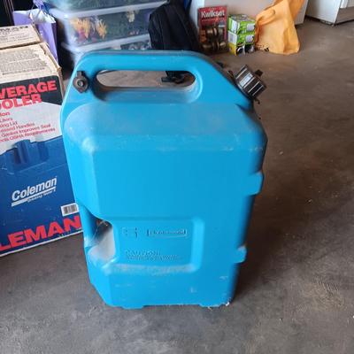 LIKE NEW COLEMAN BEVERAGE COOLER AND A 5 GALLON WATER CONTAINER