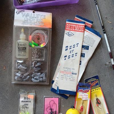 FISHING POLES W/REELS, TACKLE AND THERMOS COOLER
