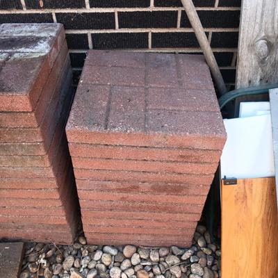 41 RED 16" CONCRETE PAVERS PLUS EXTRA CUT PIECES