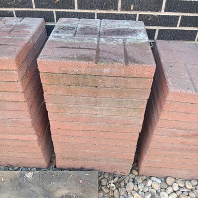 41 RED 16" CONCRETE PAVERS PLUS EXTRA CUT PIECES