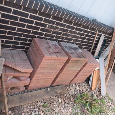 41 RED 16" CONCRETE PAVERS PLUS EXTRA CUT PIECES