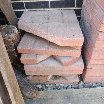 41 RED 16" CONCRETE PAVERS PLUS EXTRA CUT PIECES