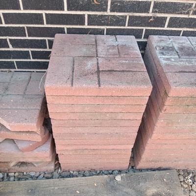 41 RED 16" CONCRETE PAVERS PLUS EXTRA CUT PIECES
