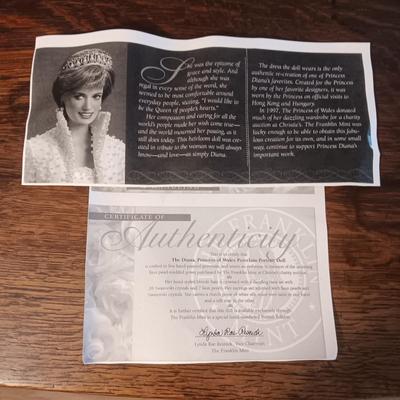 PRINCESS DIANA PORCELAIN PORTRAIT DOLL W/HAND BAG AND RHINESTONE TIARA